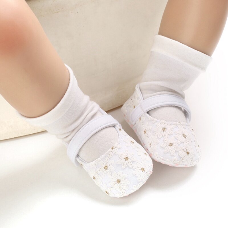 Calçado floral casual para bebê recém-nascido, sapato de berço com sola macia, antiderrapante para caminhada, 0-18m