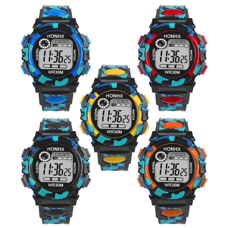 กันน้ำเด็ก Multi-Function นาฬิกากันน้ำ30M LED Digital Double Action นาฬิกานาฬิกาปลุกเด็กนาฬิกาอิเล็กทรอนิกส์ Q