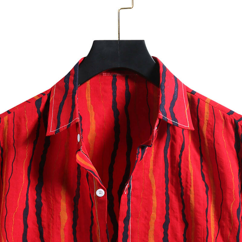 Blusa de linho masculina 67 #, camisa solta de manga curta e botão, de linho e algodão, com manga curta, moda praia