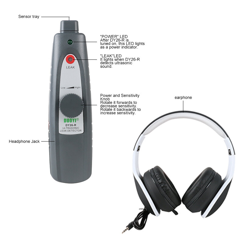 DUOYI DY26 Mini Ultraschall Fehler Detektoren Gas Handheld Tragbare Vakuum Abdichtung Leckage Tester Lage Bestimmen Leck Tester