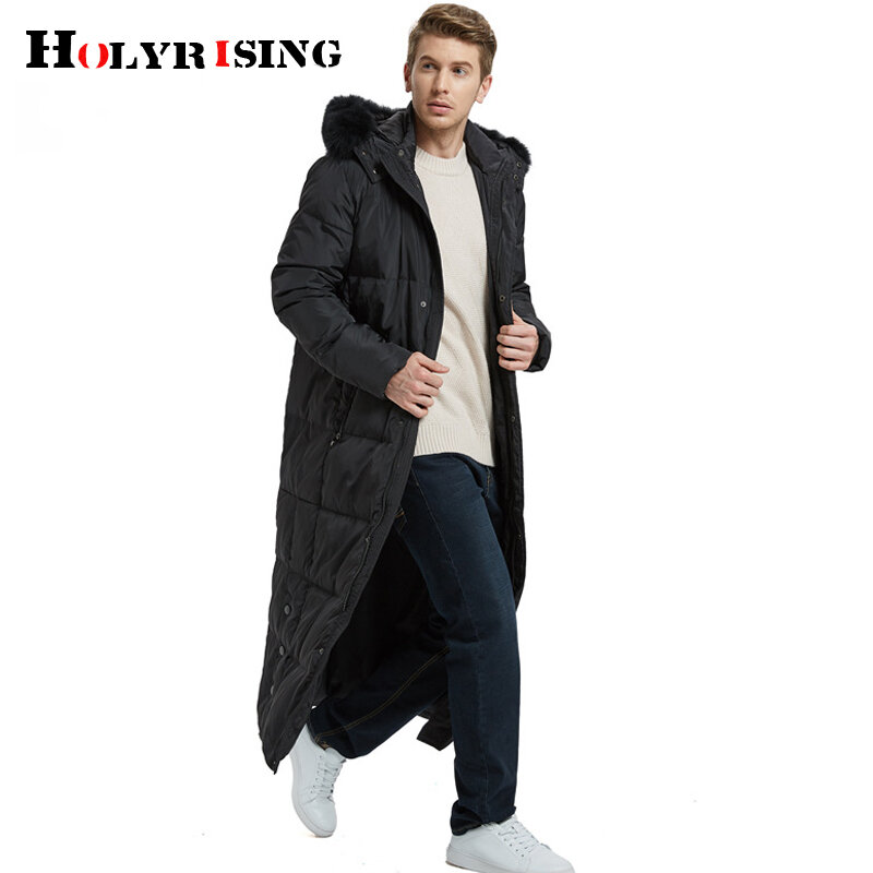 Holyrising jaqueta de pluma masculina, casaco longo para homens 90% pato branco plus size sobre o joelho casaco de inverno russo de 20c 829069-5