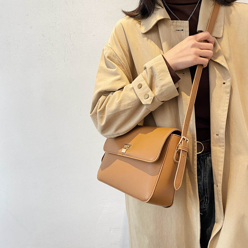 ATLI New Ladies Solid color Handbag Fashion Quality PU Leather Women Shoulder Bags for Women Shoulder Messenger Bag Travel
