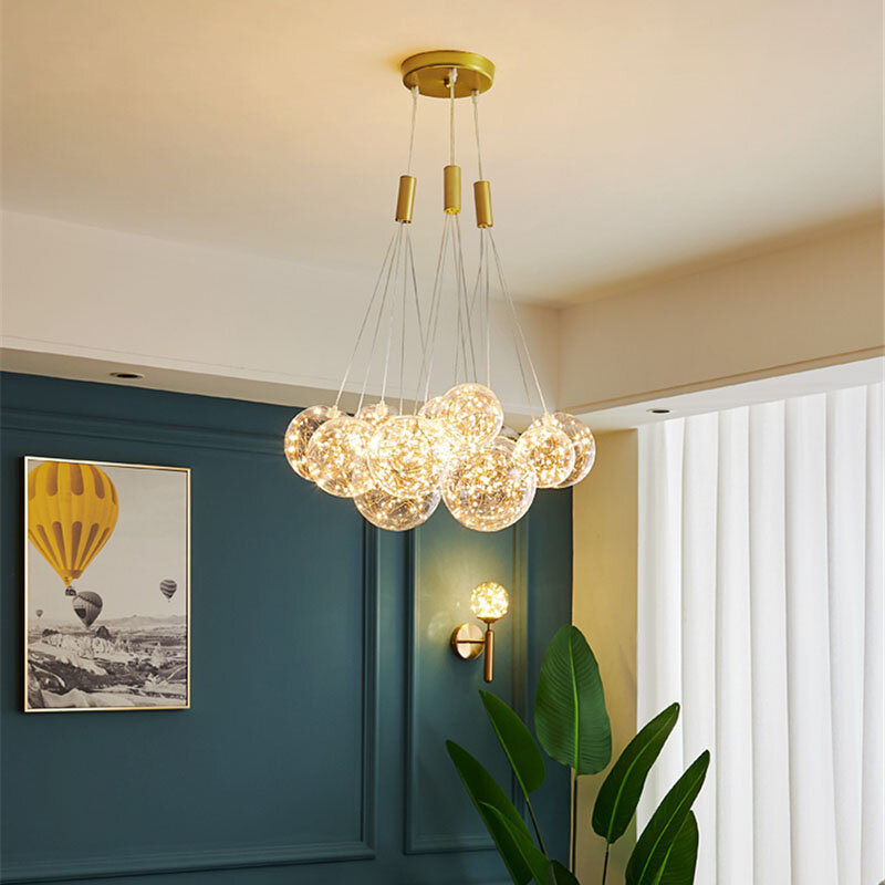 Kobuc Romantische Gypsophila Plafond Opknoping Hanglamp 3/5/9/15 Bubble Led Hanglamp Voor Eetkamer Woonkamer room Decor 220V