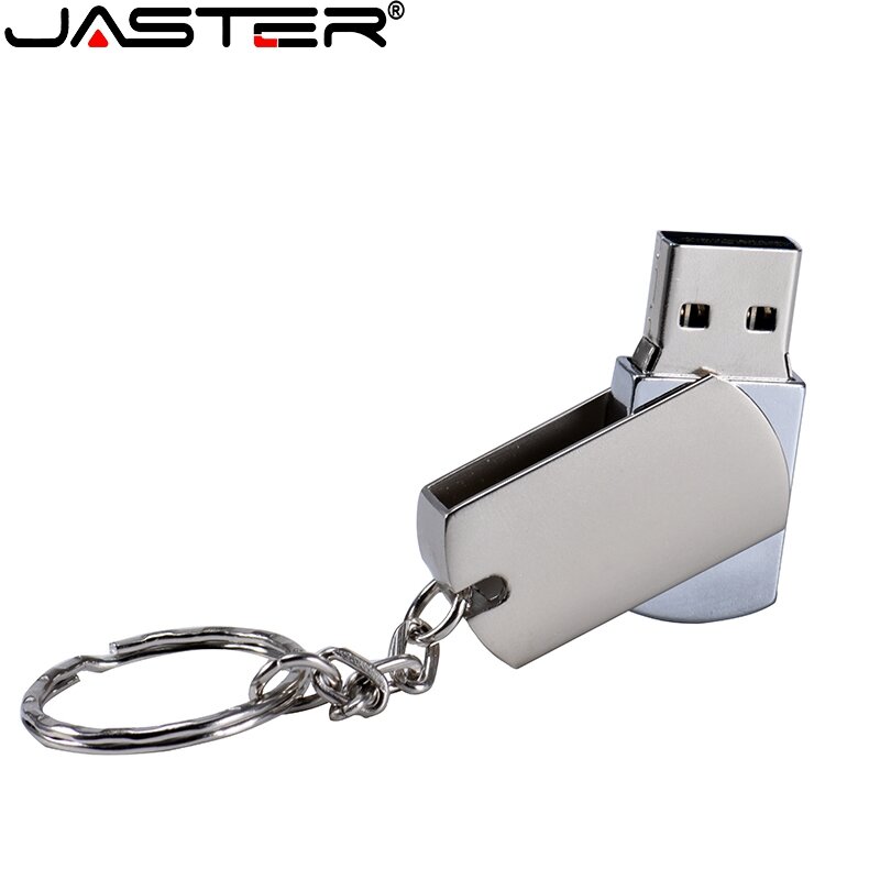 JASTER (أكثر من 10 قطعة شحن شعار) USB 2.0 المعادن الوجه مع مفتاح سلسلة USB فلاش حملة بندريف 4GB 16GB 32GB 64GB 128GB الذاكرة عصا