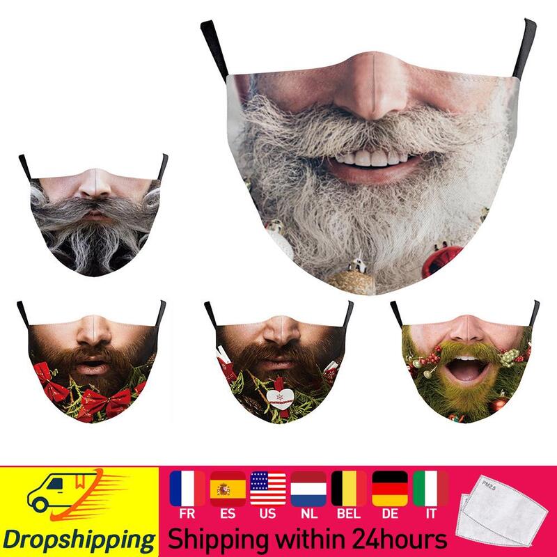 Cosplay Funny Mustache Uncle Santa Beard Masks Cartoon Printed Adult ...