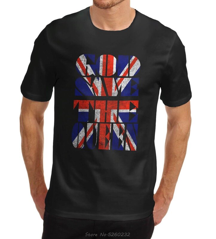 Los hombres de la Unión Jack Dios Salve a la Reina camiseta Casual de marca ropa de algodón