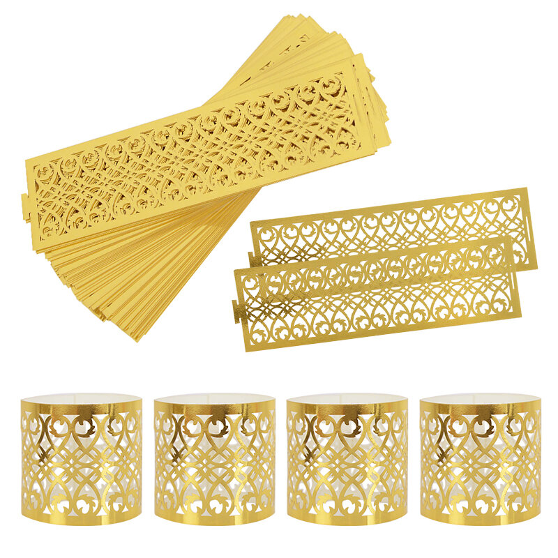 Soporte de anillo para servilletas de papel hueco, suministros de decoración para fiesta de cumpleaños, boda, 20 piezas, oro y plata