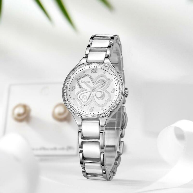 Relógios femininos dom marca de luxo moda cerâmica pulseira diamante relógio de pulso vestido senhoras genebra quartzo relógio G-1271