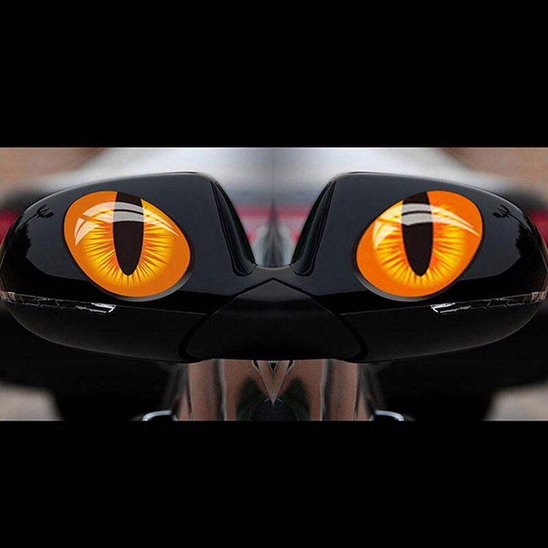 Pegatinas 3D de ojo de gato de simulación para espejo retrovisor de coche, accesorios, cubierta de cabeza de coche, decoración bonita para ventana, 2 uds.