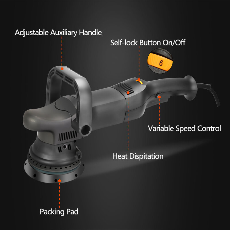 SPTA-pulidor de doble acción para coche, juego de almohadillas de pulido y encerado, orbital, 15mm, 5 pulgadas, 750W