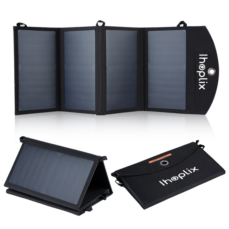 IHOLPIX 25W zonnepaneel 5V2A Draagbaar Solar panel thuis Complete set Dubbele USB-uitgang voor powerbank, kamperen, reizen, telefoon