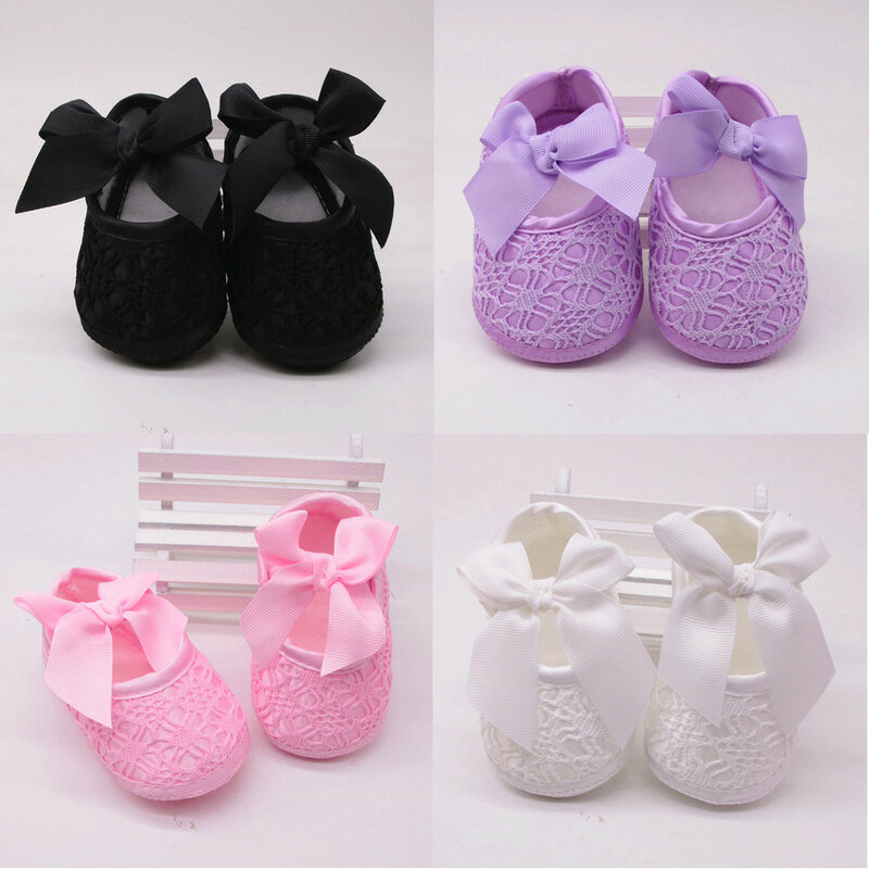 Обувь для девушек; Для новорожденных; Комбинезон для малышей первого тапочки для ходящих малышей; Обувь для принцессы с бантом мягкая подош...