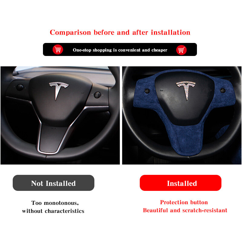 Cho Mẫu Tesla Model 3 2021 Phụ Kiện Bọc Vô Lăng Miếng Dán Biến Lông Model3 Vô Lăng Trang Trí ABS Mô Hình Y 2020