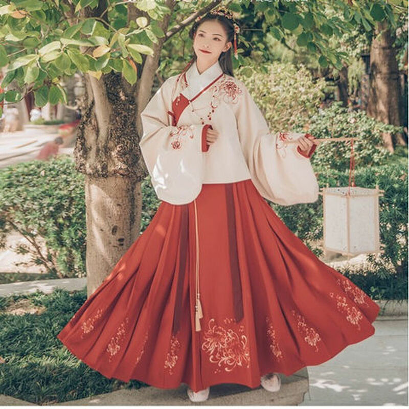 Китайский традиционный ханьфу для женщин в народном стиле танцевальный костюм; Платье с вышивкой для девочек древних элегантное древней китайской династии тан восточный костюм одежда