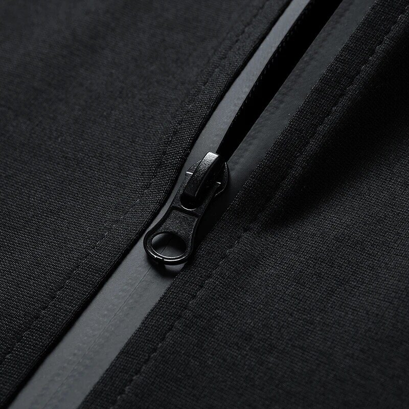 Sweat-shirt à capuche noir et gris pour homme, survêtement de sport en coton, décontracté, ensembles 2 pièces, jogging, automne 2021