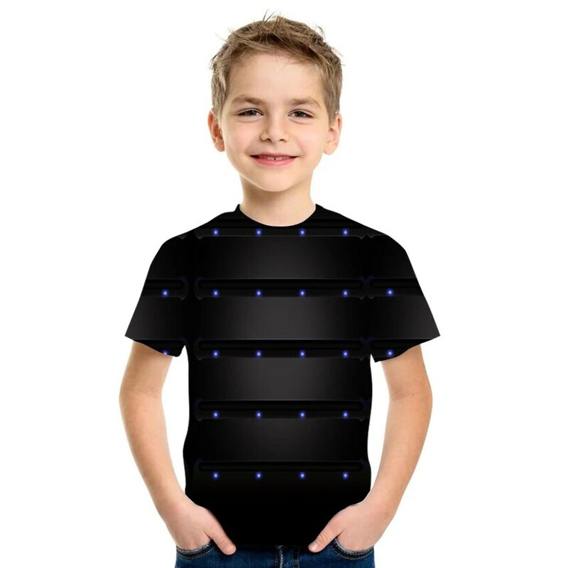2021 여름 뜨거운 판매 소년과 소녀 참신 패턴 3D 인쇄 t-셔츠 탑 짧은 소매 t-셔츠 캐주얼 키즈