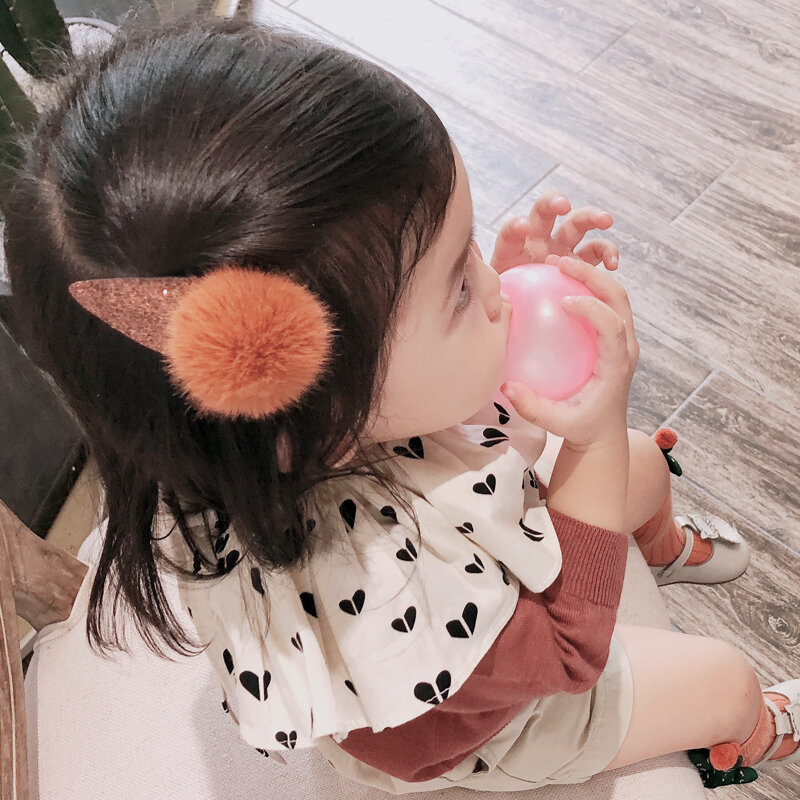 2020 Kakakids New Kids hair accessories Korean version of mink hair children's hair clip children's hair loop