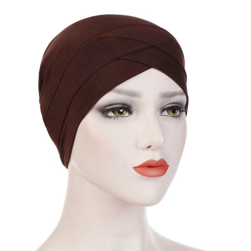 2022 Full Cover Inner Hijab Caps Muslim Stretch Turban Cap Islamic Underscarf Bonnet Solid Color Under Scarf Caps Turbante Mujer