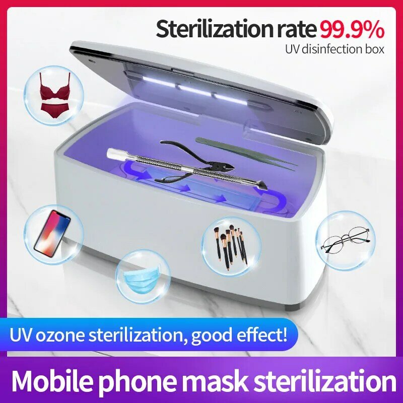 Esterilizador de uñas con luz UV, 180S, doble desinfección, caja de herramientas de manicura seca, generador de ozono, esterilizador para uñas