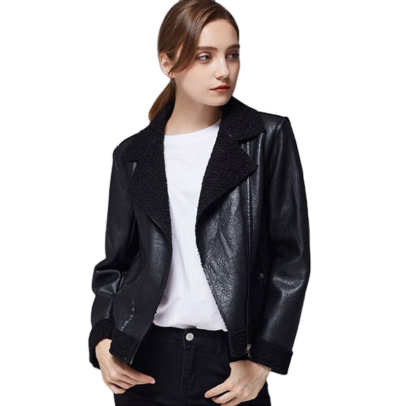 Inverno mulheres jaqueta de bombardeiro preto curto solto jaqueta de couro do plutônio outono feminino casual outwear chaqueta de cuero para mujer