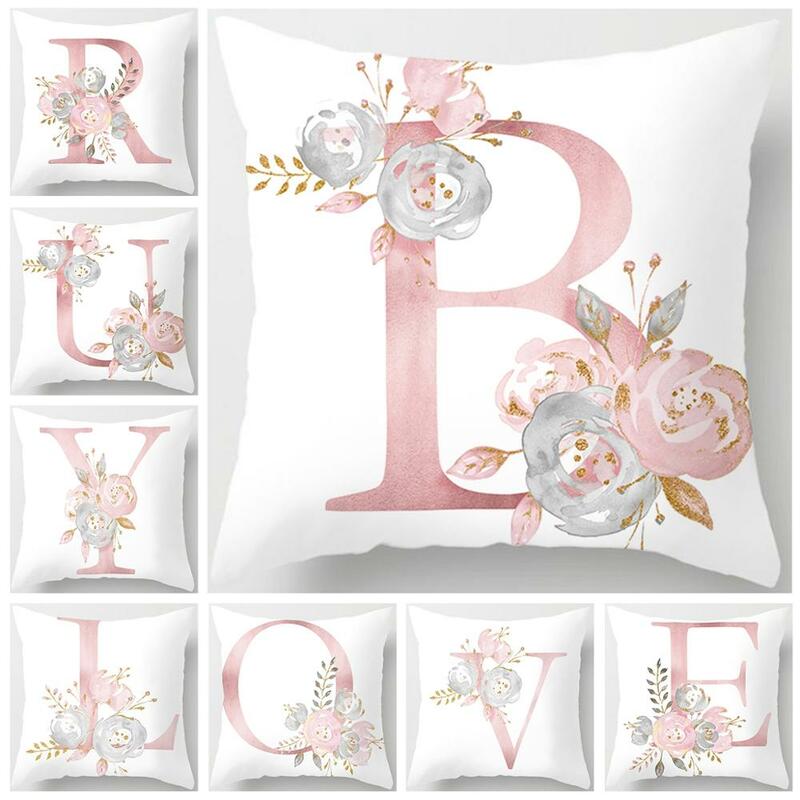 FENGRISE-fundas de cojín decorativas con letras rosas, fundas de almohada para sofá, de poliéster, Cuscini