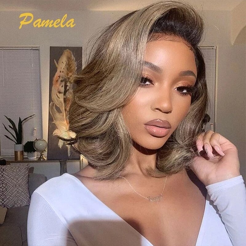Grey Blonde 13x4 Full Lace Front Wig 4x4 Brown Chocolate Body Wave HD Transparent Lace Closure Frontal Human Hair Wig For Women