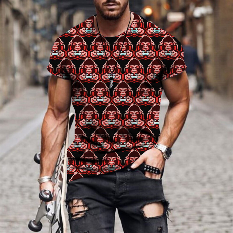 T-shirt manches courtes pour hommes et femmes, estival et tendance, avec impression d'animal 3D, Hip Hop, Kawaii
