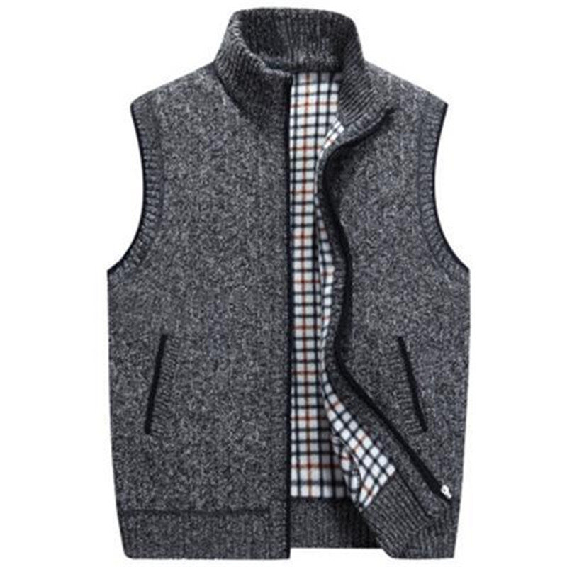 Klasyczny męski Plus aksamitny gruby sweter kamizelka Hommes luźny ciepły dzianinowy kamizelka męski golf rozpinany sweter kurtka płaszcz