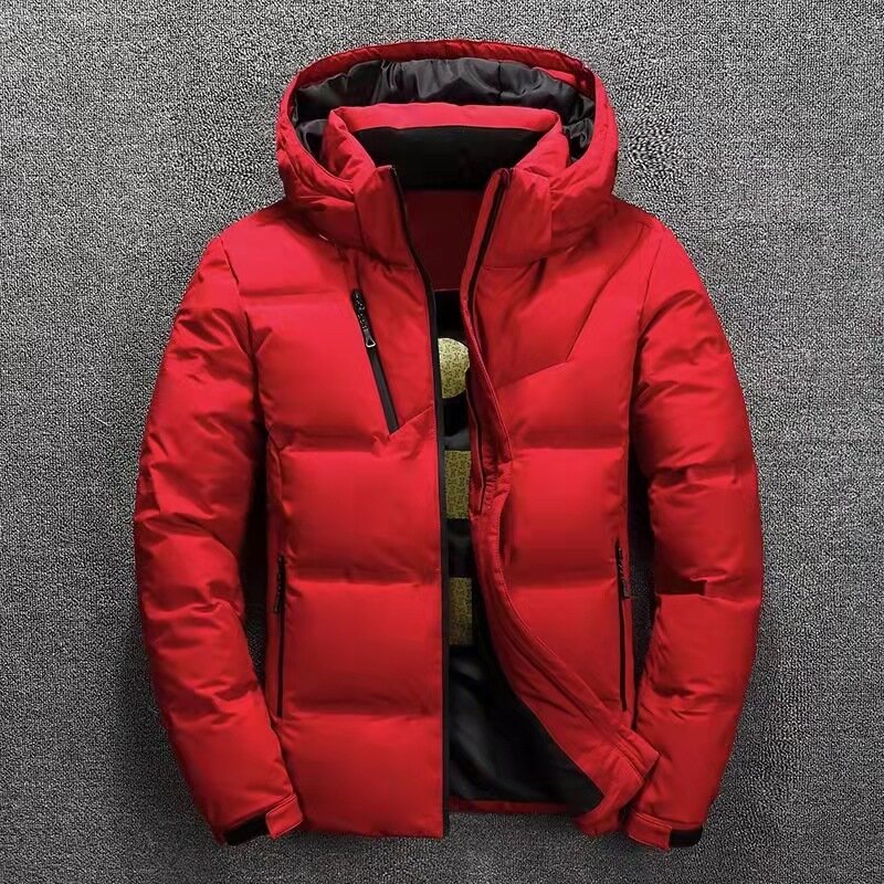 Chaqueta de plumón ligera para hombre, ropa de calle coreana con plumas, abrigo cálido con cuello levantado, marca de moda de invierno 2021