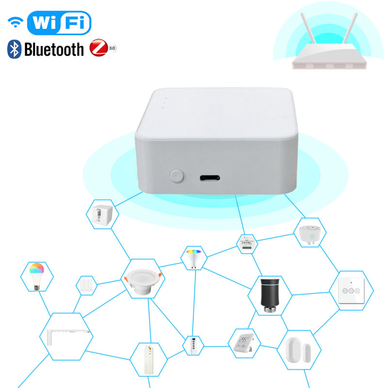 ZigBee Tuya inteligente Hub de enlace puente inteligente WiFi en casa + Bluetooth + Zigbee Multi-modo Gateway vida inteligente aplicación remota de Control