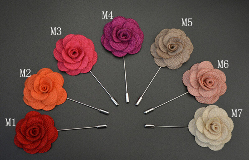 Flower Boutonniere hot 35Color Handmade Lapel Daisy 2016 Brooch Men's Accessories Pin
