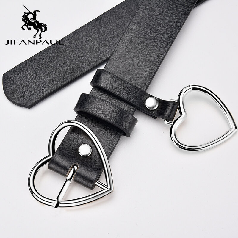 JIFANPAUL-Cinturón fino en forma de corazón para mujer, hebilla de corazón ajustable, cinturones de moda punk de alta calidad