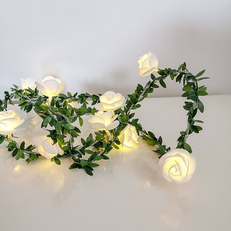 1.5M/3M/6M Rose Flower girlanda LED sztuczny bukiet kwiatów łańcuchy świetlne na walentynki dekoracje ślubne