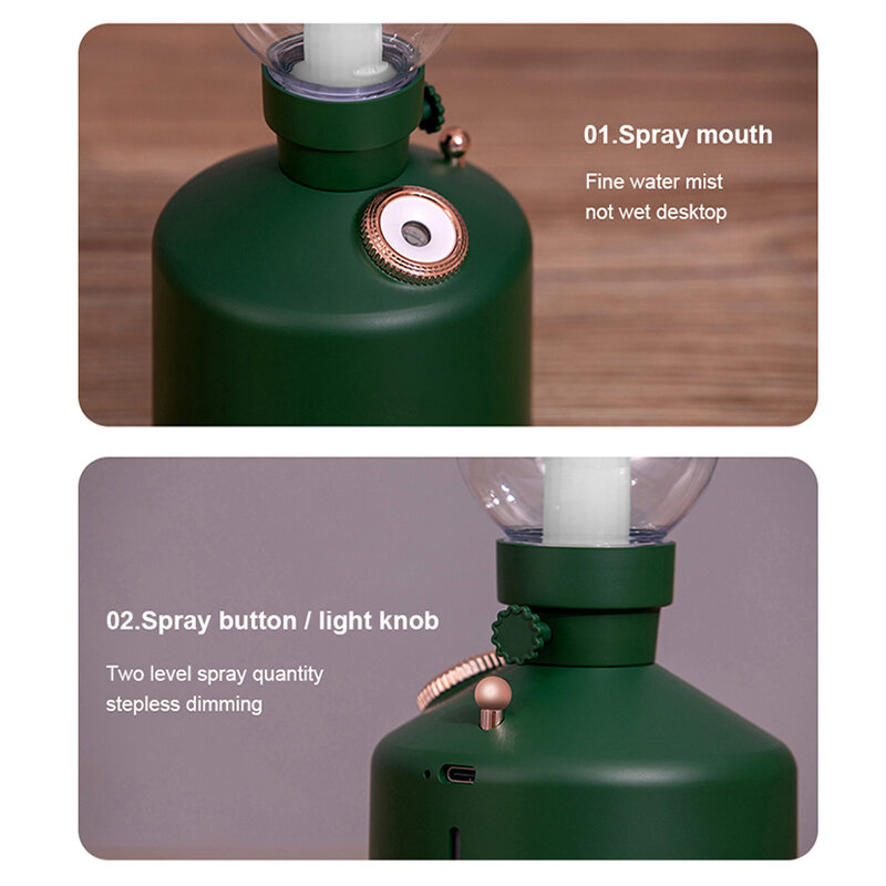 2021New เปลวไฟ Air Humidifier ไร้สาย Aroma Diffuser USB ชาร์จน้ำมันหอมระเหย7สีไฟ Cool Mist สำหรับคริสต์มาสของขวัญ
