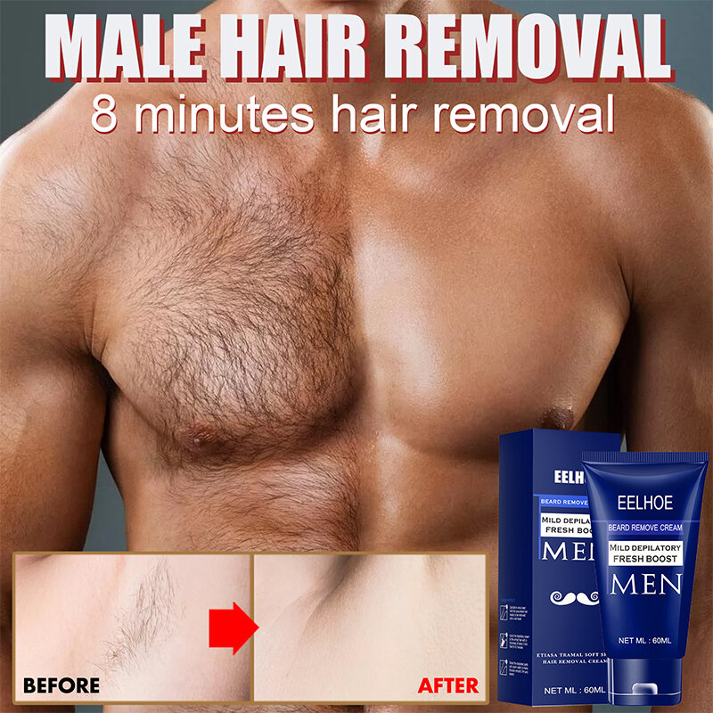 Men's Hair Removal Cream Beard Armpit Chest Hands Legs Privates Gentle Nourish Convenient Red Myrrh Body Skin Care 60ml