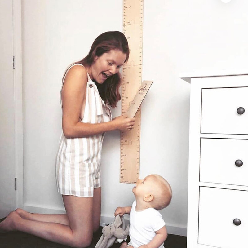 Nórdico de madeira crianças altura crescimento gráfico régua bebê crianças calibre de altura quarto decoração parede medidor de medição adesivos 60-210cm