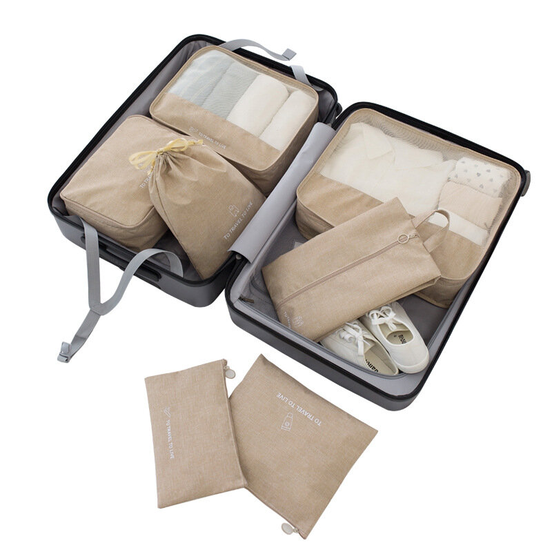 Hohe qualität 7 Teile/satz Reisetasche Set Frauen Männer Gepäck Organizer für Kleidung Schuh Wasserdichte Verpackung Cube Tragbare Kleidung