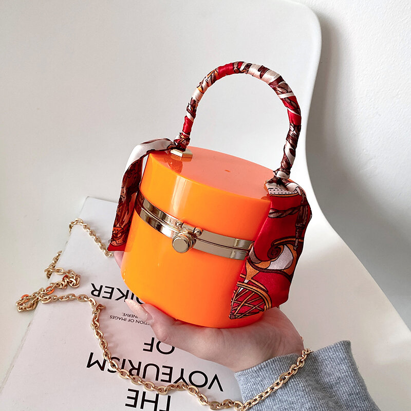 Bolso de mano de cinta acrílica para mujer, bolsa de caja dura de PVC de alta calidad, bolso de diseñador, bolso de hombro con cadena, novedad de verano 2021