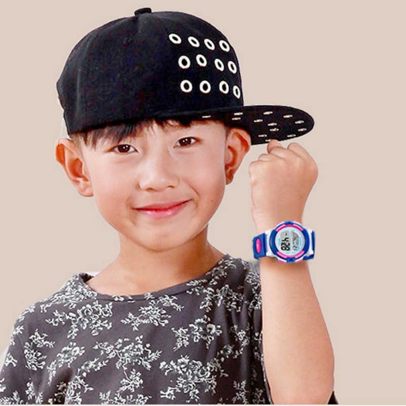Étanche sport enfants étudiant montre enfant réveil calendrier coloré montre-bracelet LED