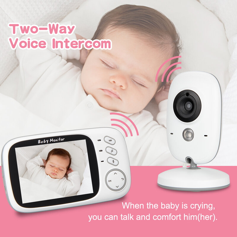 3.5Inch Draadloze Video Babyfoon Camera Night Vision Baby Slaap Nanny Beveiliging Temperatuur Monitoring Lcd Baby Camera