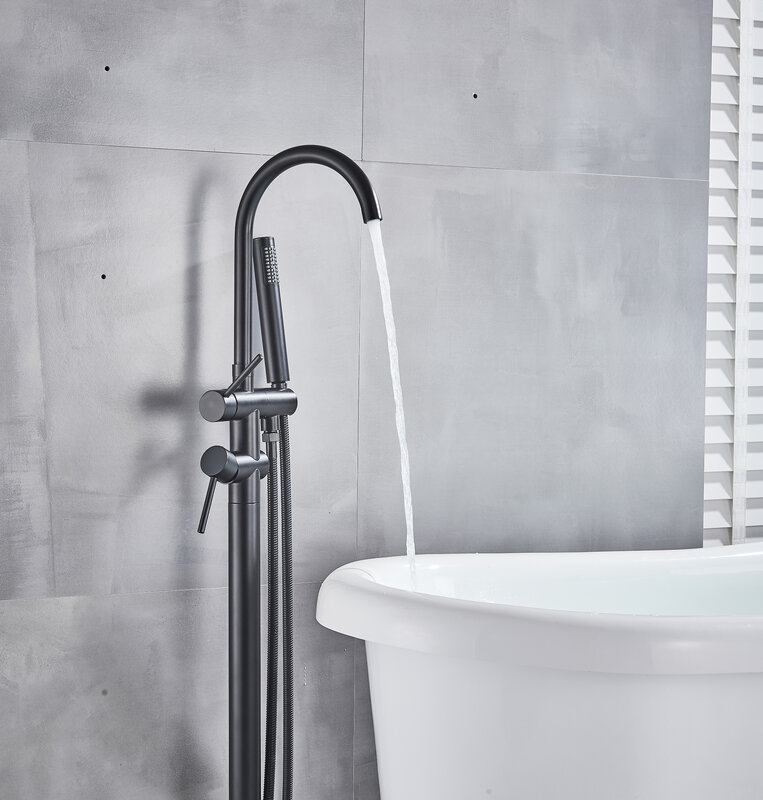 SHBSHAIMY rubinetto per vasca da bagno dorato spazzolato miscelatore monocomando rubinetto a due funzioni 360 rotazione beccuccio con doccetta in ABS