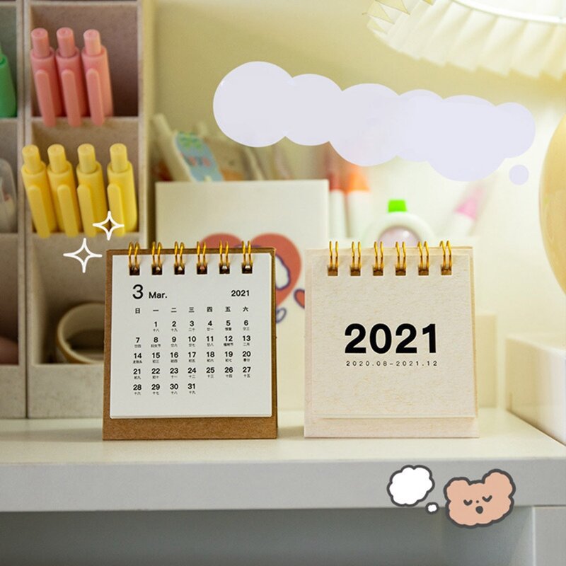 2021 minimalizm terminarz Mini kalendarz biurkowy DIY przenośne biurko kalendarz biurkowy s codzienny terminarz 2020.08-2021.12