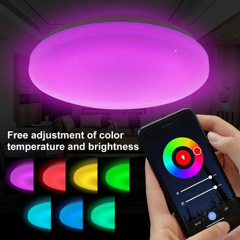 Lámpara inteligente LED de techo regulable para sala de estar, cocina, dormitorio, niños, 36W, 2020 V, 220