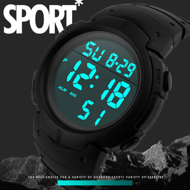 Montres de Sport à LED pour hommes, horloge numérique multifonctionnelle en caoutchouc, montre électronique militaire, à la mode