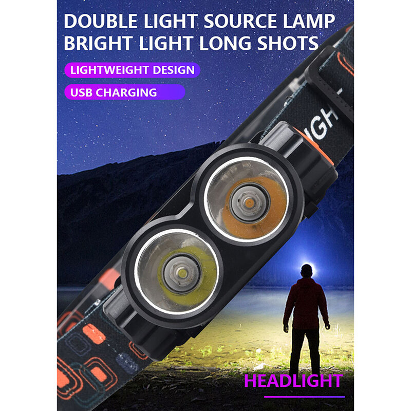 Strong Light Remote Double Lamp USB Charging Head-mounted USB-charging Magnetic