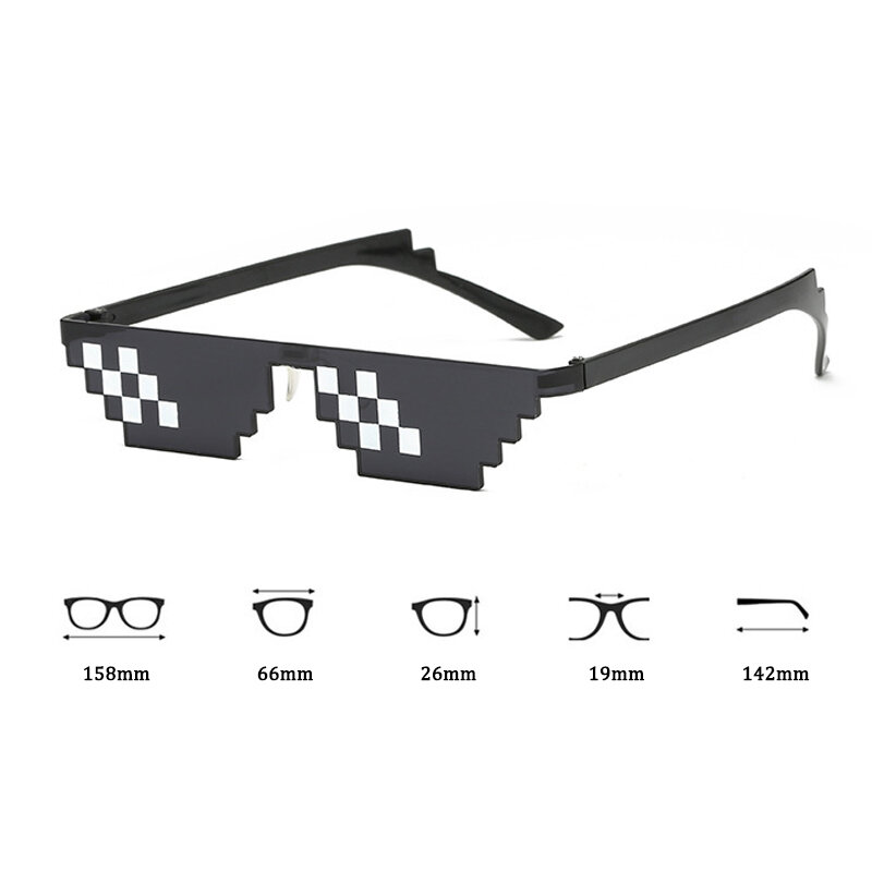Gafas de sol de 8 bits para hombre y mujer, lentes de mosaico con codificación de píxel Thug Life, a la moda, geniales, clásicas, divertidas, para conductor