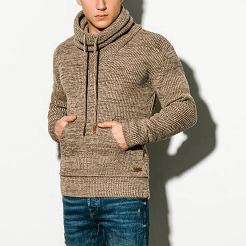 스웨터 2021 가을 겨울 솔리드 컬러 터틀넥 롱 슬리브 포켓 패션 기질 캐주얼 남성 따뜻한 서양식 유지