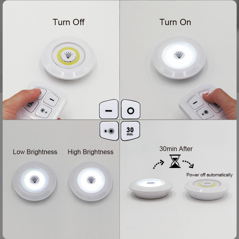 5W COB garde-robe lumière réglable télécommande LED veilleuse lumière de secours adapté à la cuisine escaliers couloir armoire