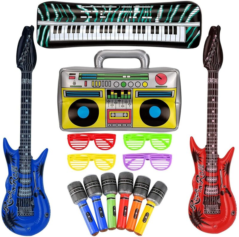 Inflatable 90s theme Rock Star Toy set Foil Disco balloon Wedding Decor 80s 90s Retro Popular Party Decor Rock and Roll Looks