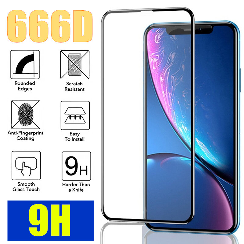 666D Full Cover Glass on the For iPhone 12 11 Pro MAX X XS Max XR  Screen Protector For iPhone 7 8 Plus SE 2020 Tempered Glass